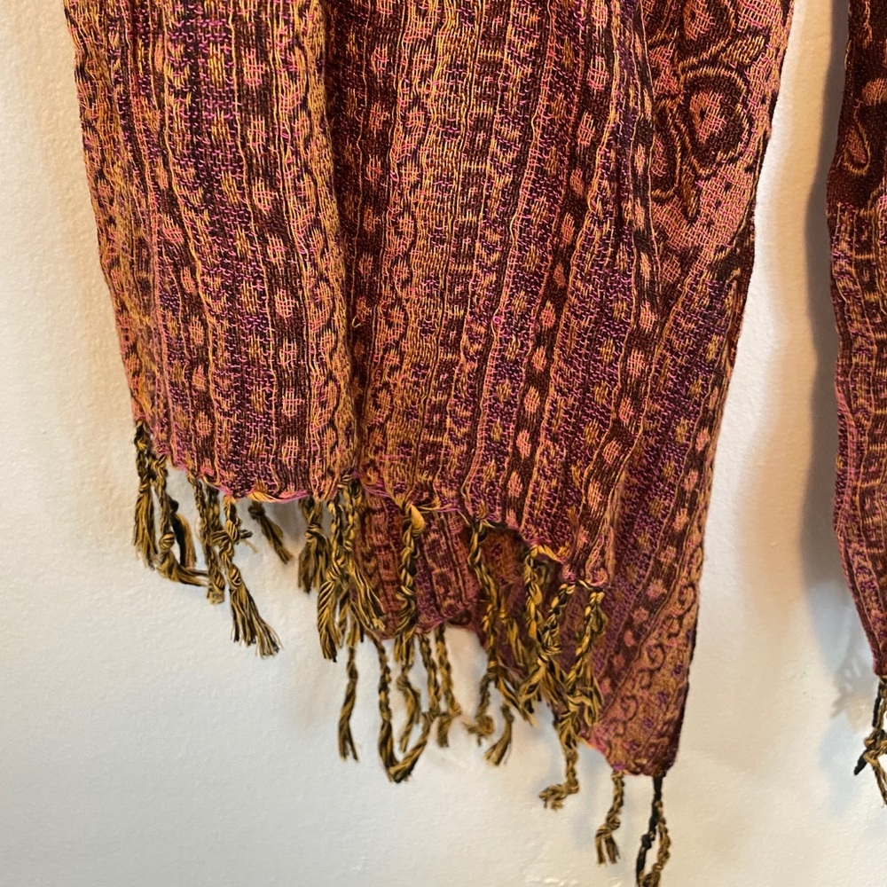 Pink & Brown Patterned Scarf/Wrap - Picture 4 of 5